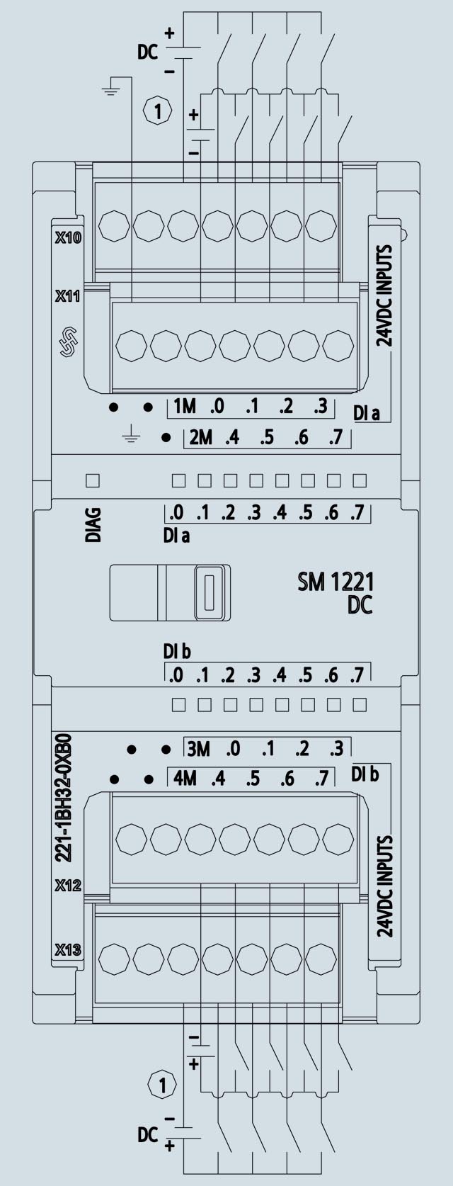 Bảng vẽ thiết kế Module S7-1200 SM 1221 DC 200kHz - 6ES7221-1BH32-0XB0 từ nhà sản xuất Siemens