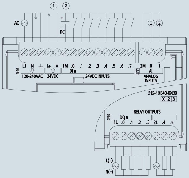 Bảng vẽ thiết kế của 6ES7212-1BE40-0XB0 - CPU 1212C có kết nối AC/DC/relay