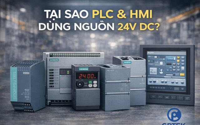 Tại sao PLC và HMI dùng nguồn 24V DC?